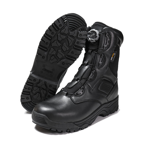 Hanagal 33157 Top Genuine leather black color tactical boot Anti Slip Rubber Outsole BOA Desert Boot